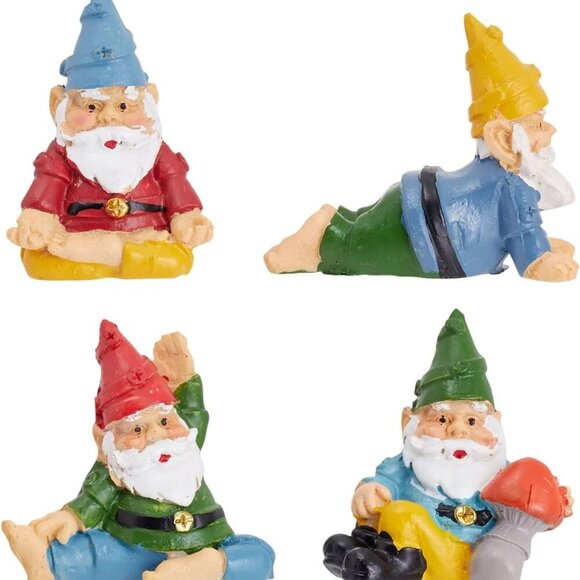 Other - 4 Pieces Mini Garden Gnomes, Outdoor Statue Set in Funny Poses for Yoga Gifts, P